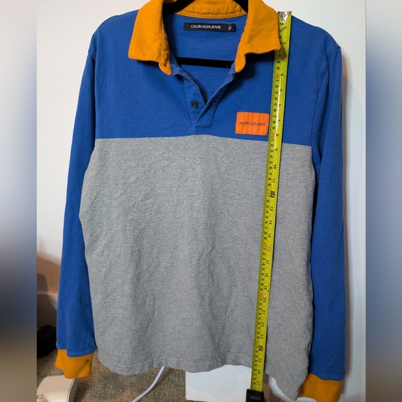 Calvin Klein 80s style polo colorblock rugby shirt long sleeve Sz M Fisherman - Picture 15 of 16